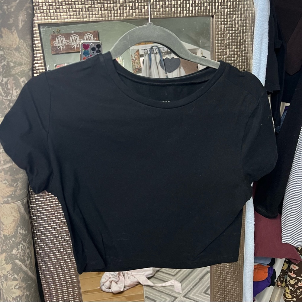 wild fable Black Crewneck Crop Top